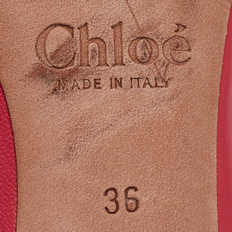 Pre Owned Chloe Pink Leather Scalloped Block Heel Pumps Size 36