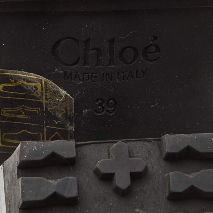Pre Owned Chloe Black Leather Rylee Cap Toe Ankle  Boots Size 39