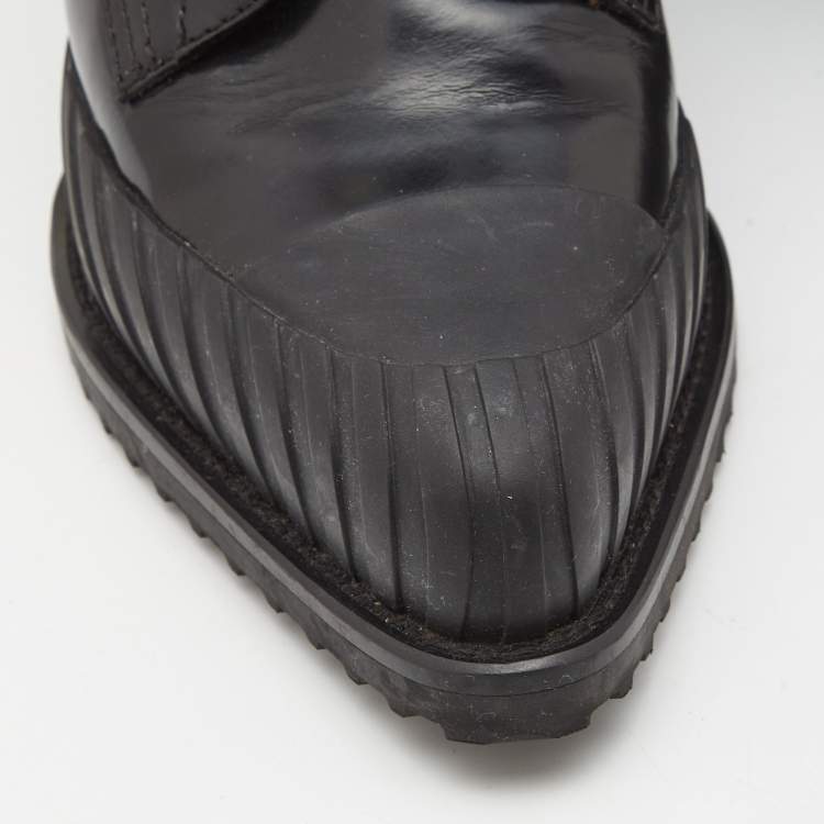 Pre Owned Chloe Black Leather Rylee Cap Toe Ankle  Boots Size 39
