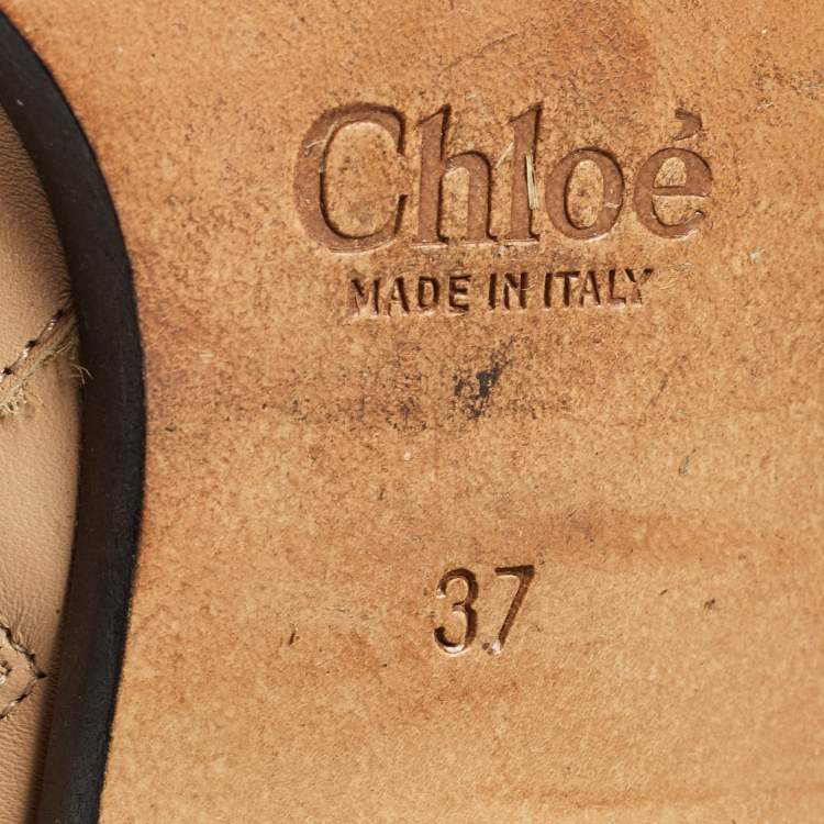 Pre Owned Chloe Beige Leather Susanna Ankle Boots Size 37