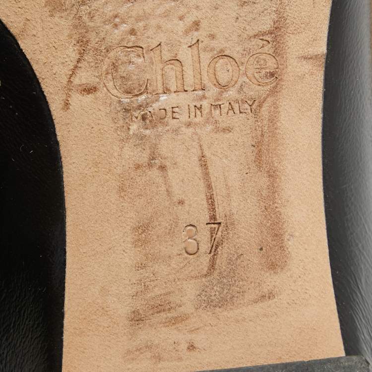Pre Owned Chloe Black Leather Pointed Toe Ballet Flats Size 37