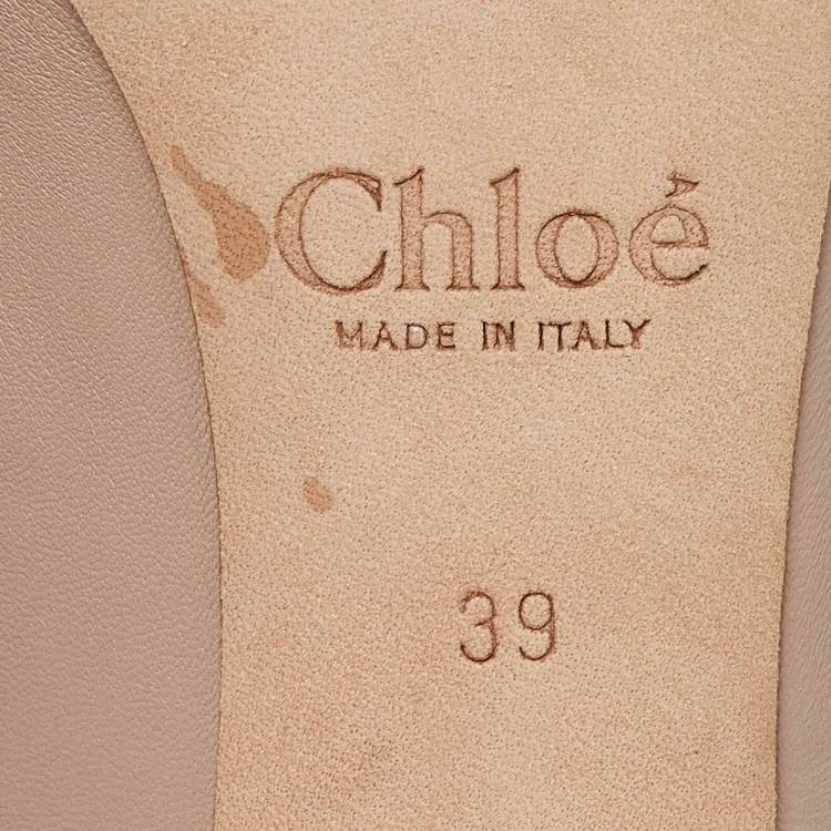 Pre Owned Chloe  Beige Leather Laurena Scalloped Pumps Size 39