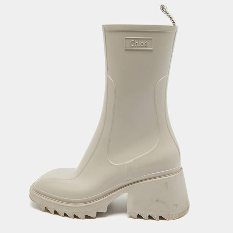 Pre Owned Chloe Grey Rubber Betty Rain Boots Size 37