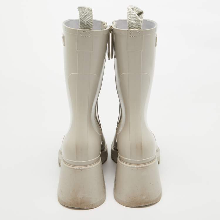 Pre Owned Chloe Grey Rubber Betty Rain Boots Size 37
