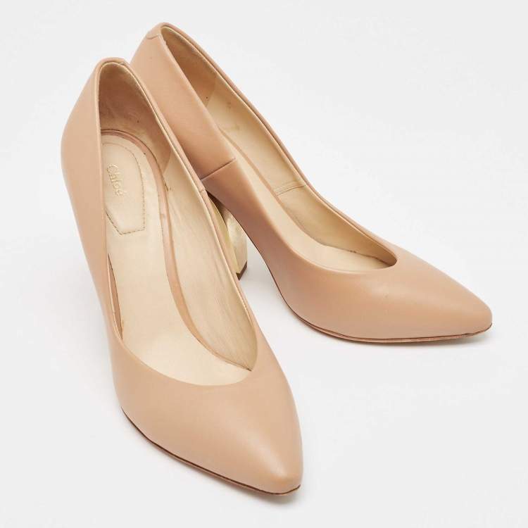 Pre Owned Chloe Light Brown Leather Beckie Pumps Size 37.5