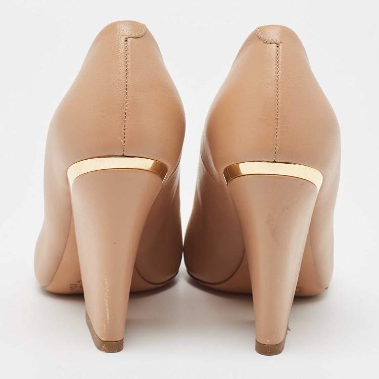 Pre Owned Chloe Light Brown Leather Beckie Pumps Size 37.5