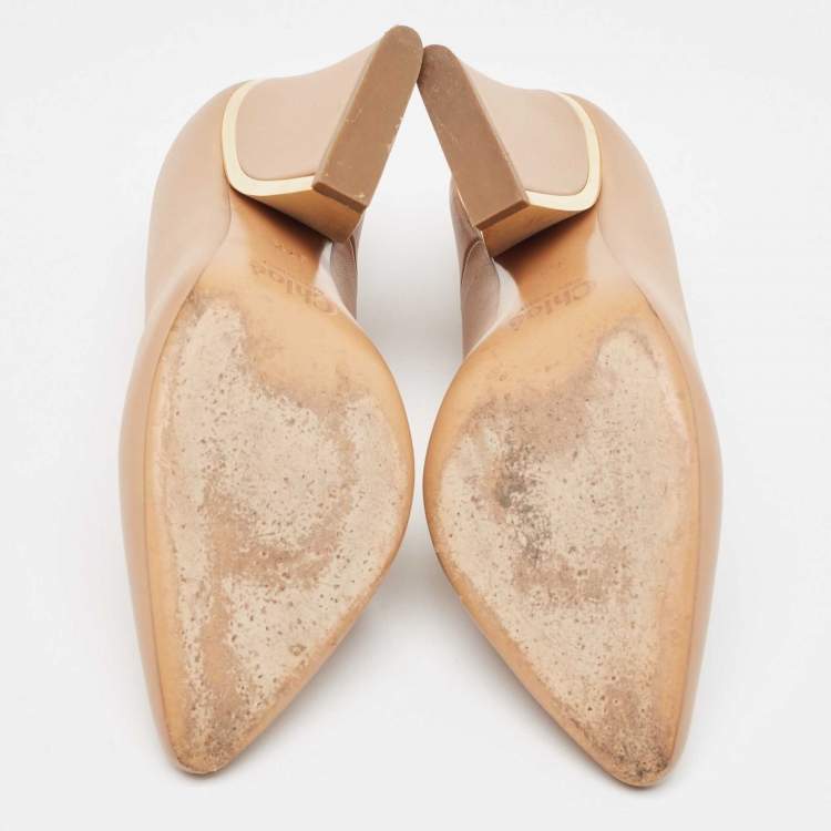 Pre Owned Chloe Light Brown Leather Beckie Pumps Size 37.5