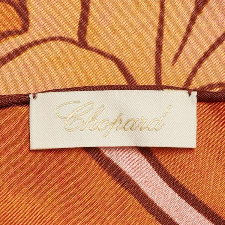 Pre Owned Chopard Rust/Orange Orlo A Mano Silk Square Foulard 