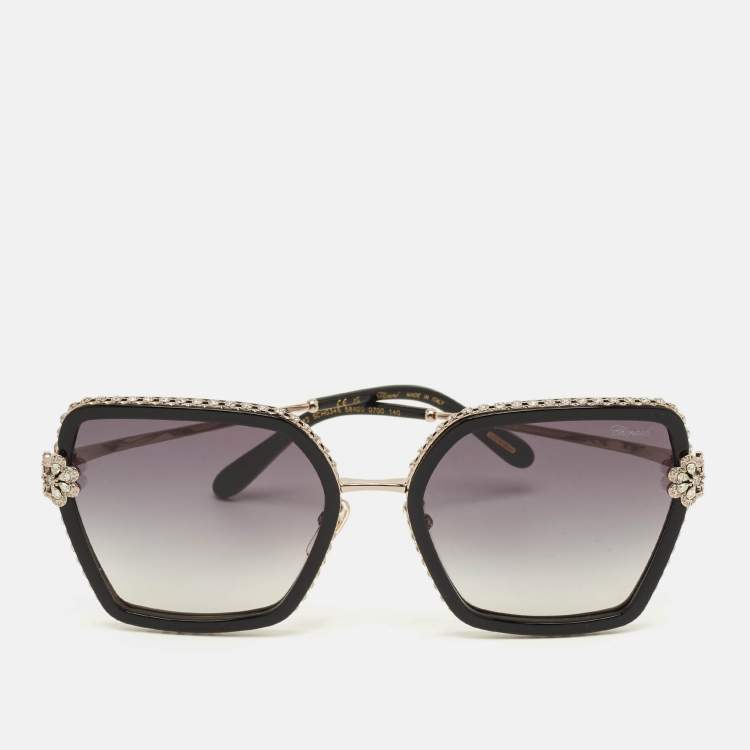 Pre Owned Chopard Black Gradient SCHG34S Red Carpet Square Sunglasses