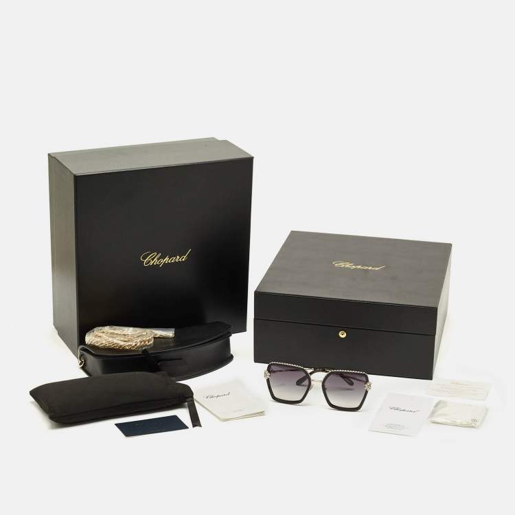 Pre Owned Chopard Black Gradient SCHG34S Red Carpet Square Sunglasses