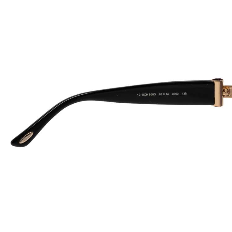 Pre Owned Chopard Gold Tone/Black Acetate SCH 866S Crystal Embellished Gradient Aviator Sunglasses