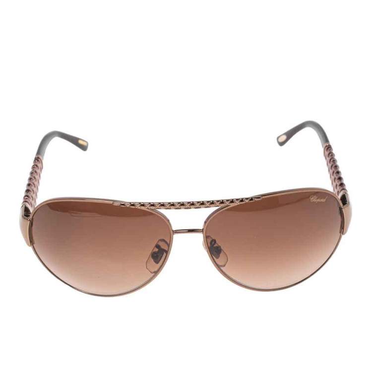 Pre Owned Chopard Brown SCH994 Aviator Gradient Sunglasses