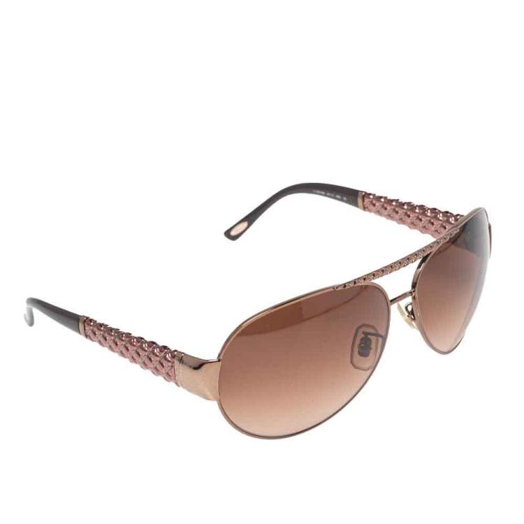 Pre Owned Chopard Brown SCH994 Aviator Gradient Sunglasses