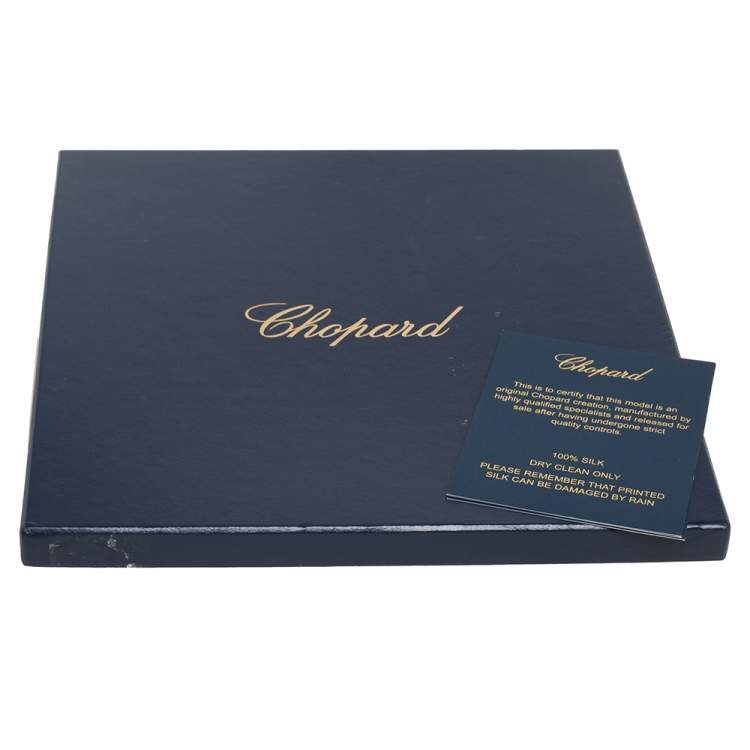 Pre Owned Chopard Black Logo Printed Silk  Scarf