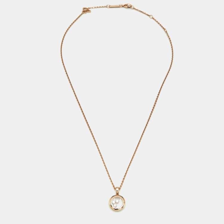 Pre Owned Chopard Happy Diamonds Icon Diamonds 18k Rose Gold Necklace