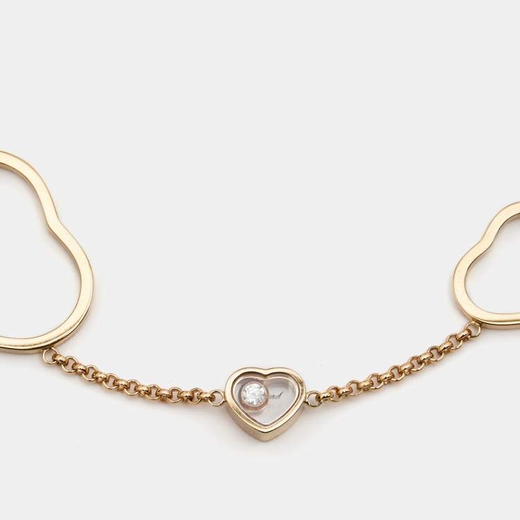 Pre Owned Chopard Happy Hearts Diamond 18k Rose Gold Bracelet