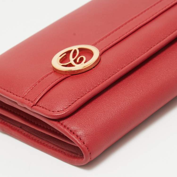 Pre Owned Chopard Red Leather Flap Continental Wallet