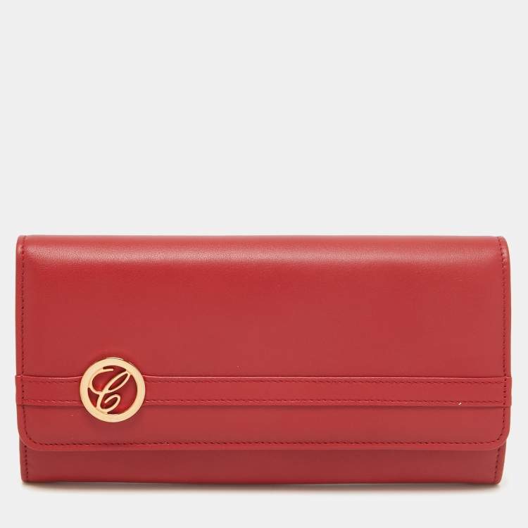 Pre Owned Chopard Red Leather Flap Continental Wallet