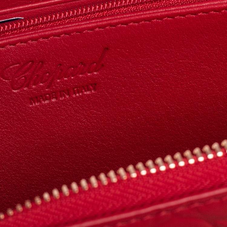 Pre Owned Chopard Red Embossed Leather Zip Around Continental Wallet