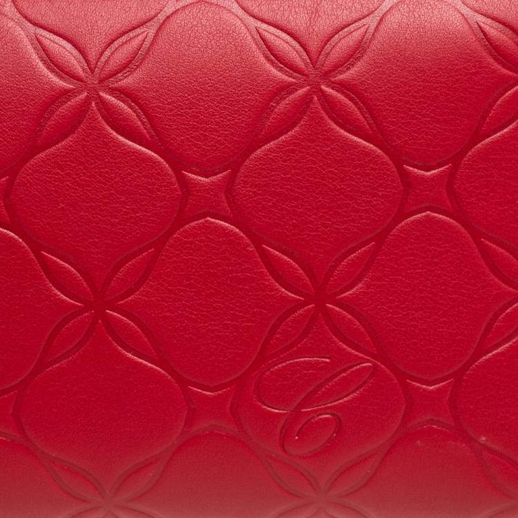 Pre Owned Chopard Red Embossed Leather Zip Around Continental Wallet