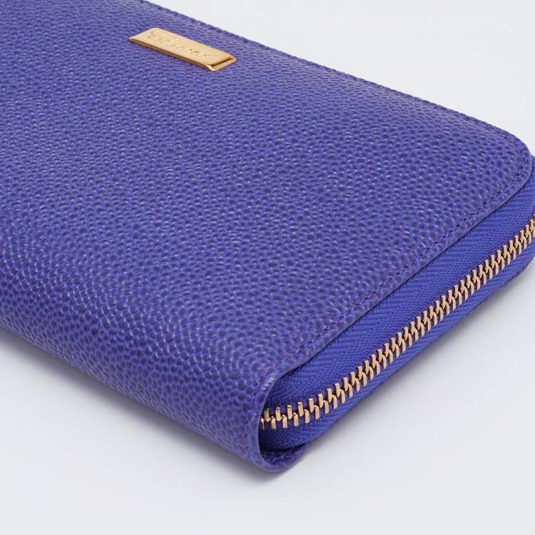 Pre Owned Chopard Purple Leather Zip Around Wallet