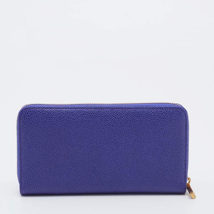 Pre Owned Chopard Purple Leather Zip Around Wallet