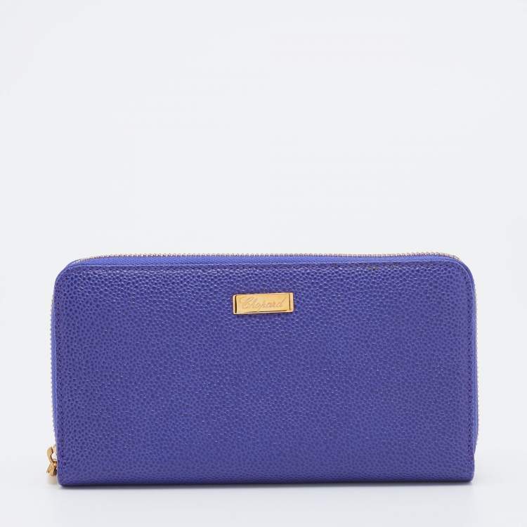 Pre Owned Chopard Purple Leather Zip Around Wallet