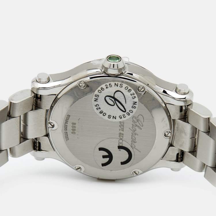 Pre Owned Chopard Green Stainless Steel Diamond Happy Sport 278590-3013 Women's Wristwatch 30 mm