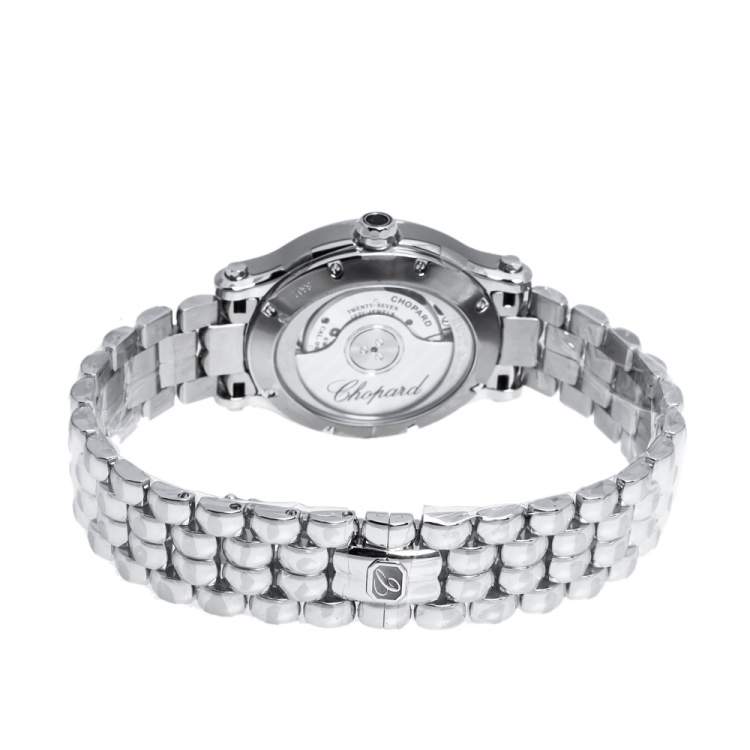Pre Owned Chopard Silver Stainless Steel Diamond Happy Sport 8602 Women's Wristwatch 30 mm