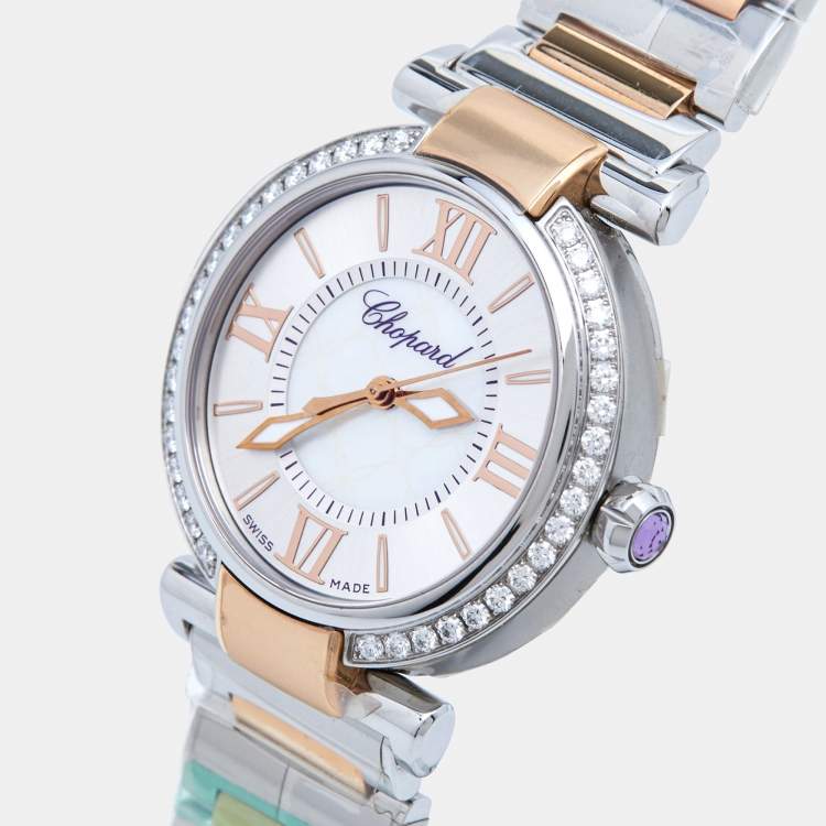 Chopard Mother Of Pearl Diamond 18K Rose Stainless Steel Imperiale