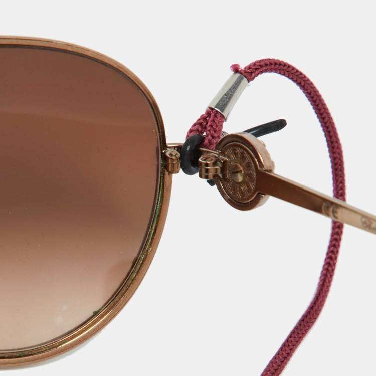 Pre Owned Chopard Gold Tone/Brown Gradient SCHB23S Aviator Sunglasses