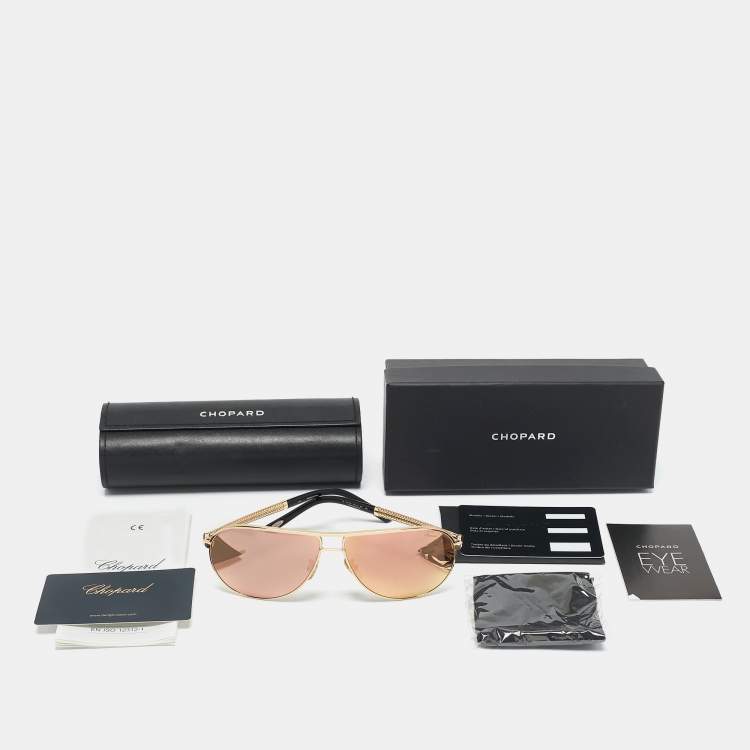 Pre Owned Chopard Gold Mirrored SCH A10 Aviators Sunglasses