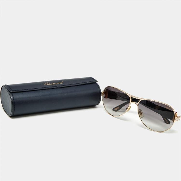 مملوكة مسبقًا Chopard Black Gradient SCH 866S Crystal Aviator Sunglasses