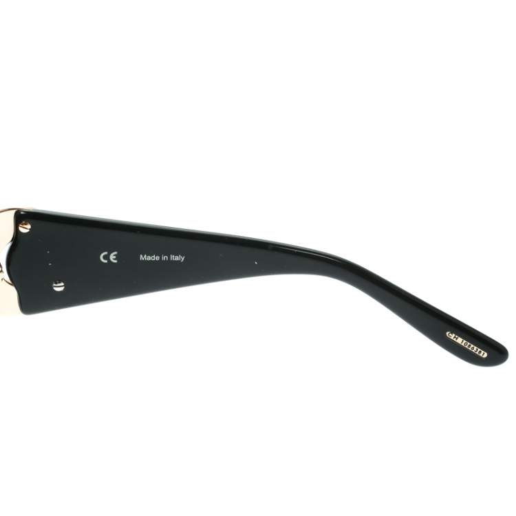 Pre Owned Chopard Black SCH939S Embellished Shield Sunglasses