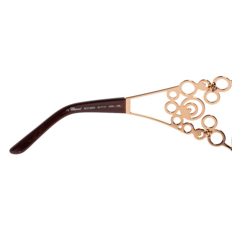 Pre Owned Chopard Brown/Gold SCH 699S Crystal Embellished Gradient Oversized Sunglasses