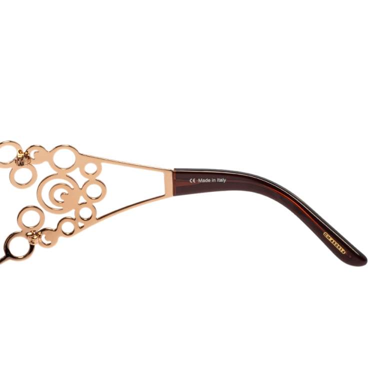 Pre Owned Chopard Brown/Gold SCH 699S Crystal Embellished Gradient Oversized Sunglasses