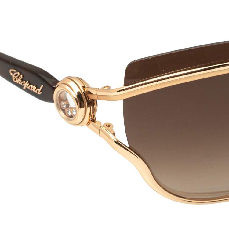 Pre Owned Chopard Copper Gold/Brown Gradient SCHA61S Shield Sunglasses