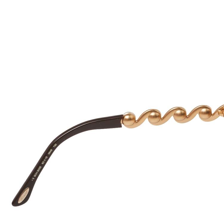 Pre Owned Chopard Crystal & Faux Pearl studded / Brown Gradient 803 Aviator Sunglasses