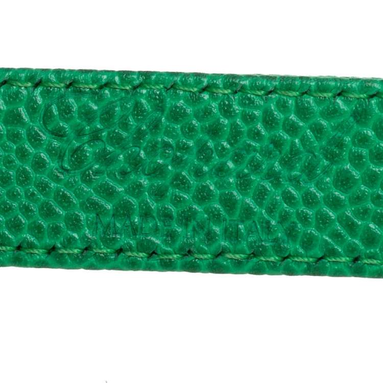 Pre Owned Chopard Green Grained Leather Logo Buckle Adjustable Belt 105CM 