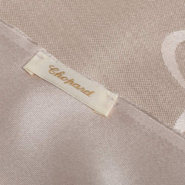 Pre Owned Chopard Beige Logo Jacquard Silk Signature Stole