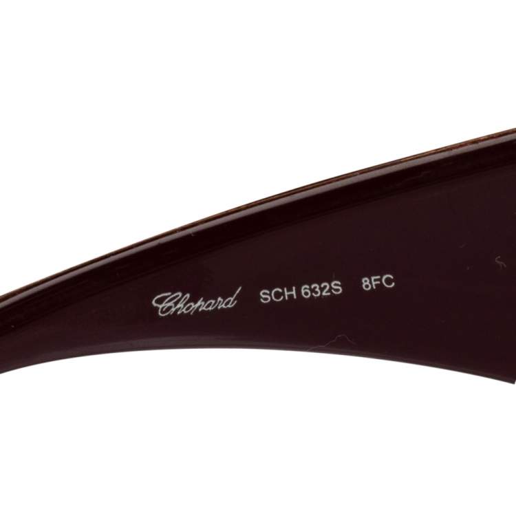 Pre Owned Chopard Gold Monogram SCH632 Shield Sunglasses
