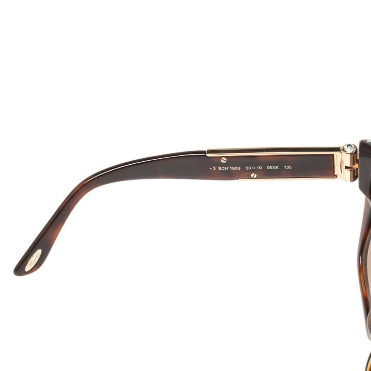 Pre Owned Chopard Brown Acetate SCH190S Crystal Embellished Gradient Sunglasses