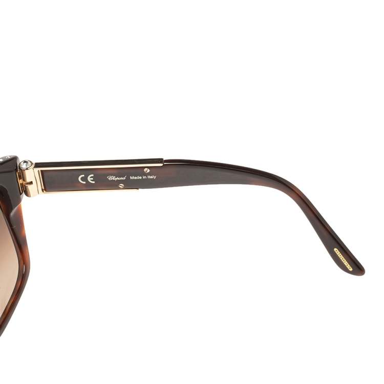 Pre Owned Chopard Brown Acetate SCH190S Crystal Embellished Gradient Sunglasses