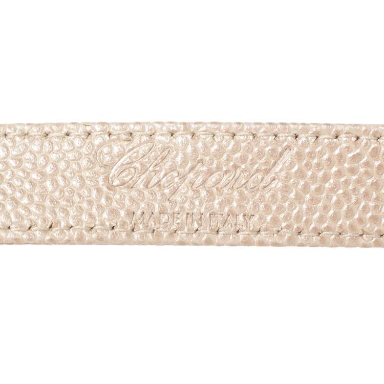 Pre Owned Chopard Metallic White Textured Leather Miss Happy Belt 115CM