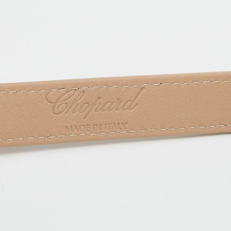 Pre Owned Chopard Beige Leather Logo Buckle Adjustable Belt 105 CM