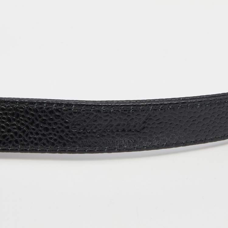 مملوكة مسبقًا Chopard Black Textured Leather Miss Happy Belt 115 CM