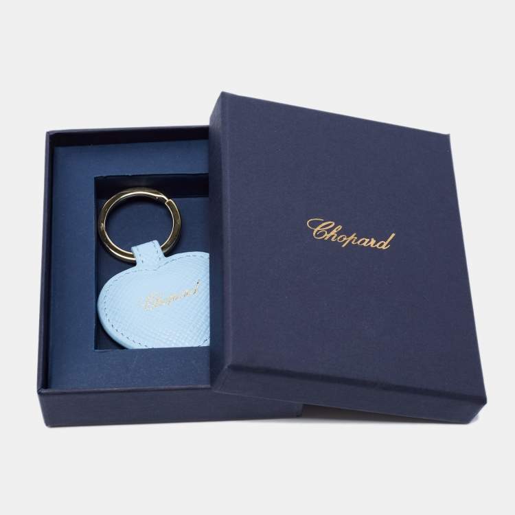 Pre Owned Chopard Blue Leather Heart Key Ring