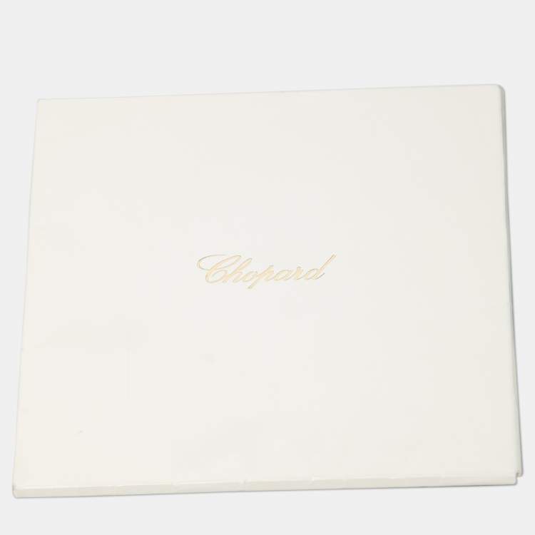Pre Owned Chopard Vintage Light Blue/ White Logo Perfume Art Silk Square Scarf