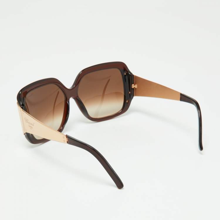 Pre Owned Chopard Brown/Brown Gradient SCH064 Oversized Sunglasses