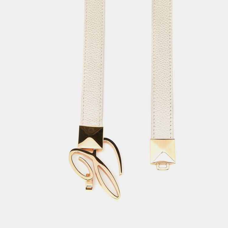 Pre Owned Chopard Beige Textured Leather Miss Happy Belt 115CM